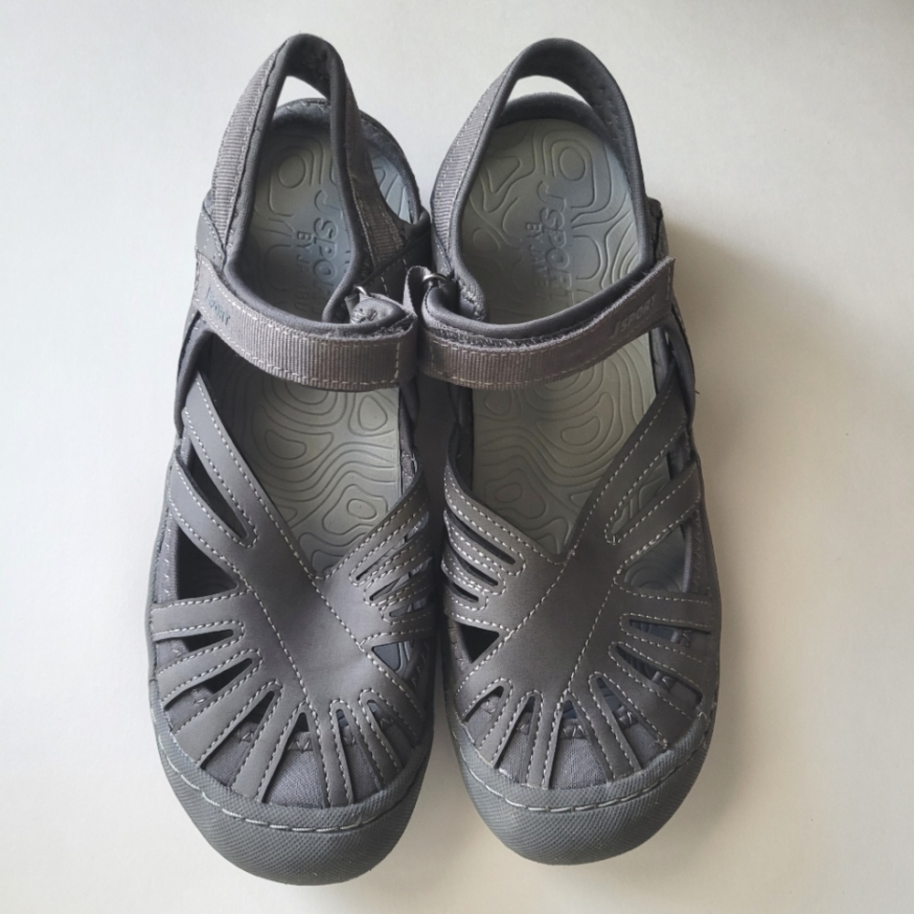 JSport By Jambu Gray Poppy Strappy Women's Sport Sandals Sz. 8M